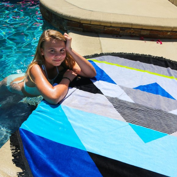 Oversized Bohemian Gypsy Soft Cotton Round Beach Towel Large Multicolor Design - Picture 3 of 5